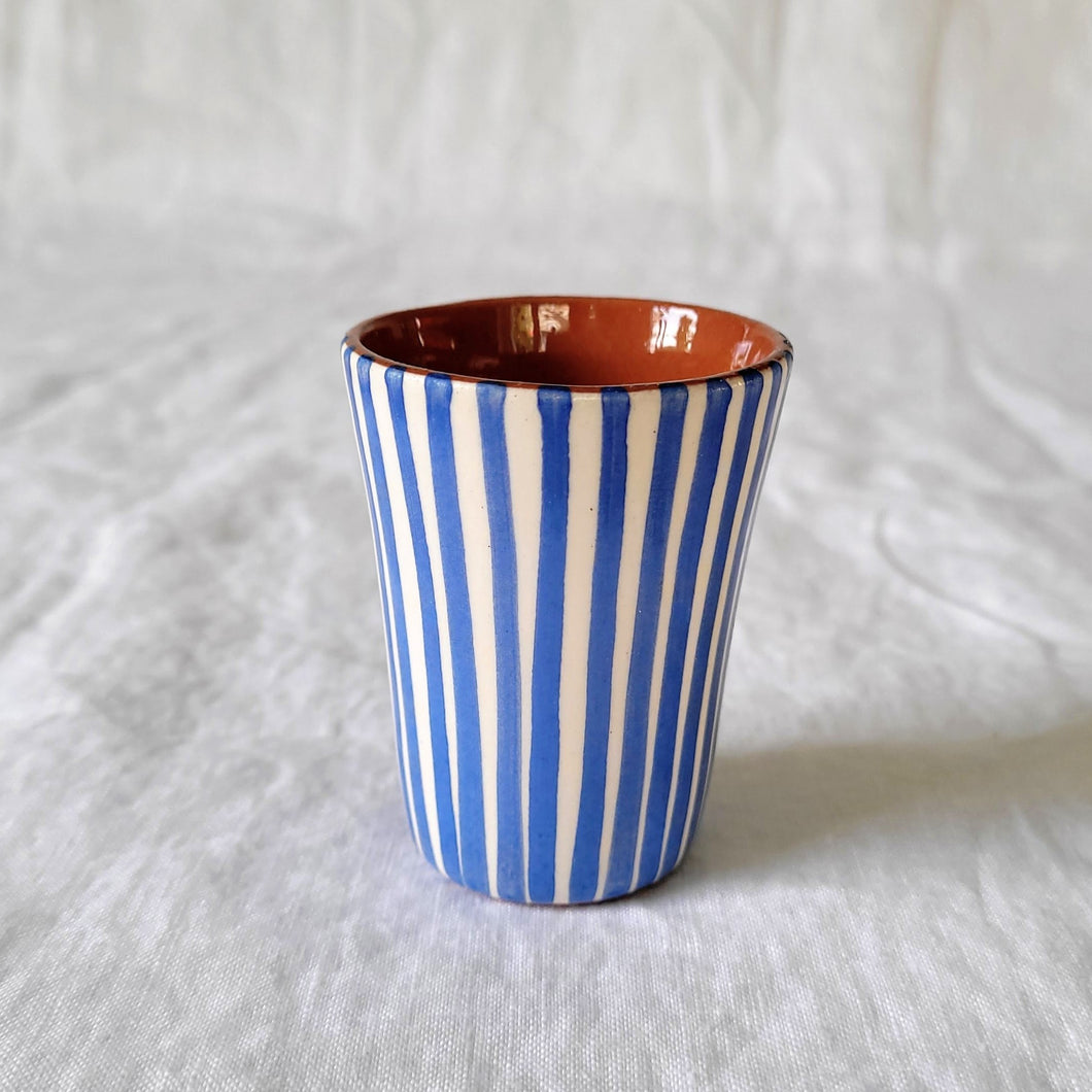 Blue striped espresso mug