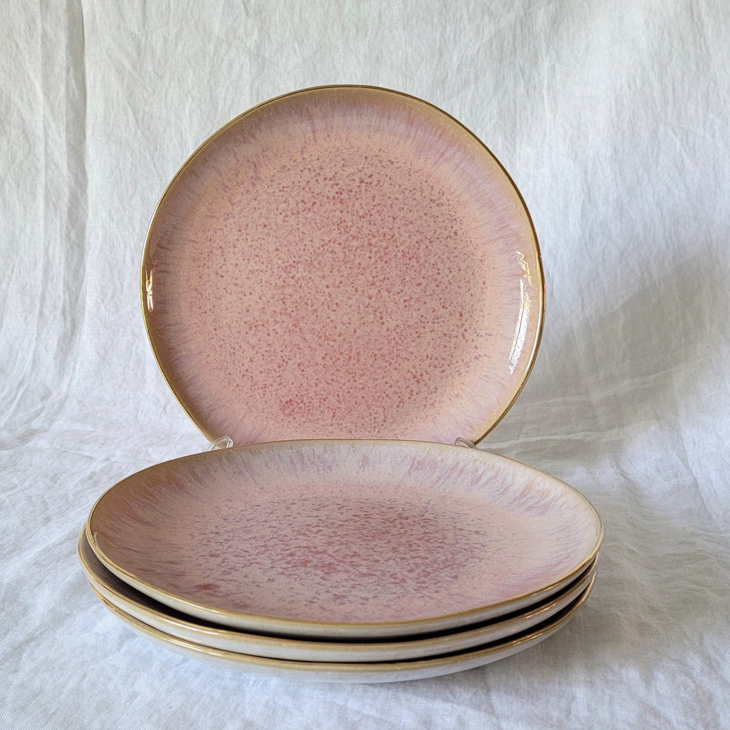 Assiette petite Elvas rose avec bord doré