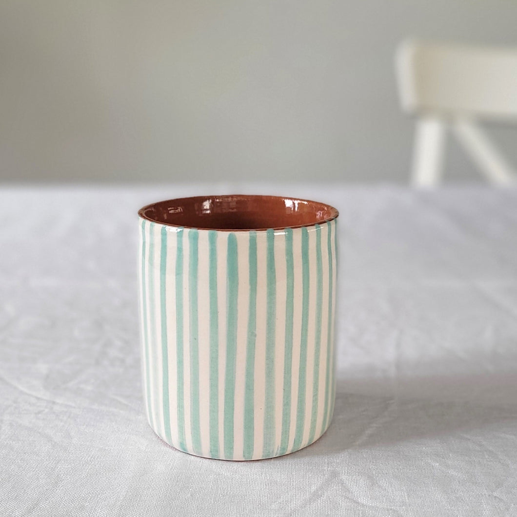 Tasse à café rayé menthe