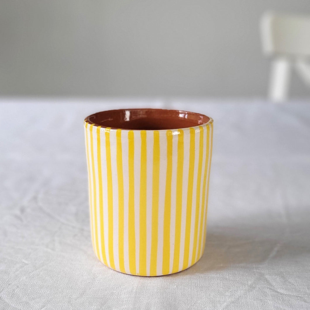 Striped lemon coffee mug