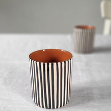 Load image into Gallery viewer, Black striped coffee mug
