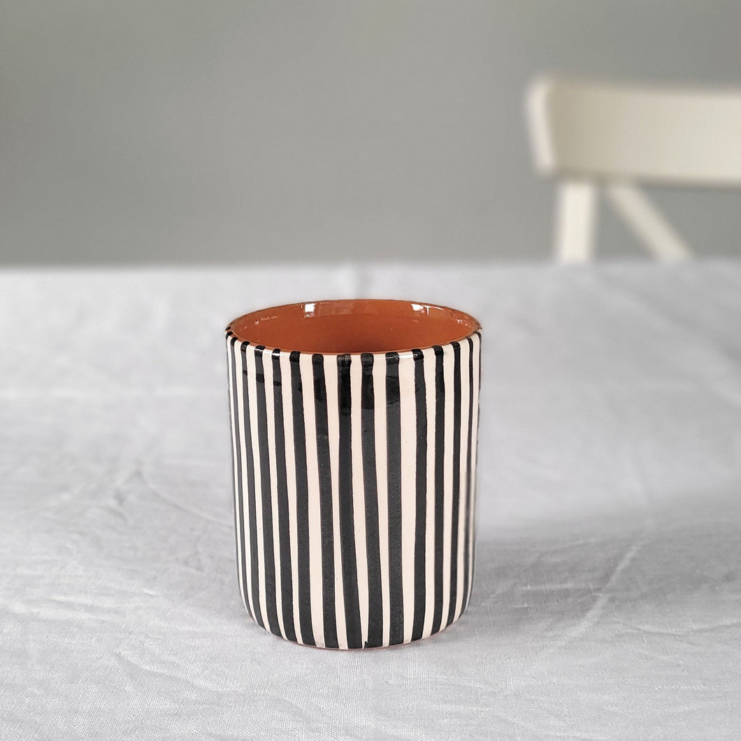 Black striped coffee mug