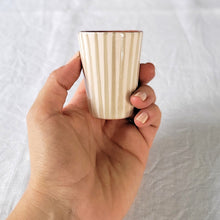 Load image into Gallery viewer, Striped espresso mug sage
