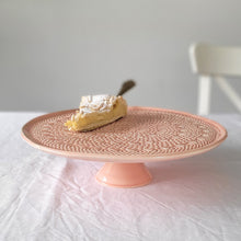 Charger l&#39;image dans la galerie, Assiette à gâteau corail avec relief en dentelle 
