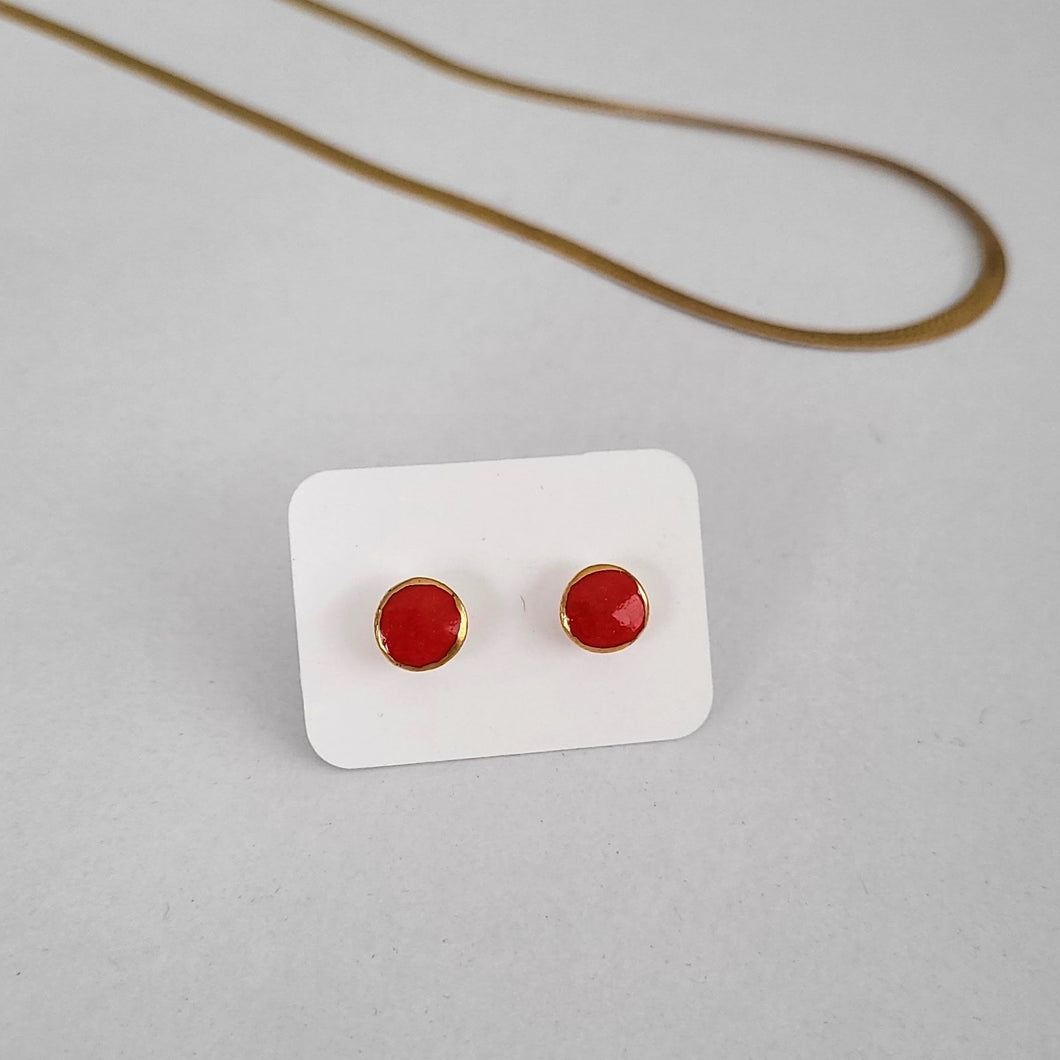 Keramik-Ohrringe mini rot gold