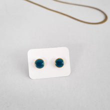 Load image into Gallery viewer, Ceramic earrings mini petrol gold

