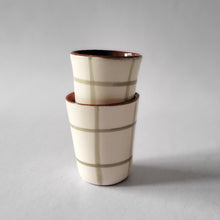 Load image into Gallery viewer, Checkered espresso mug sage
