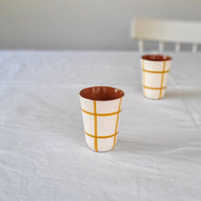 Load image into Gallery viewer, Checkered ocher espresso mug
