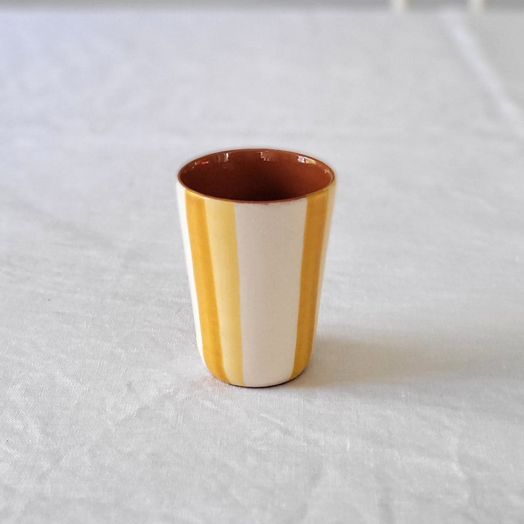 Espressobecher gestreift zweifarbig ocker