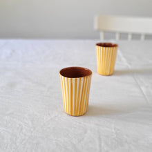 Load image into Gallery viewer, Striped ocher espresso mug
