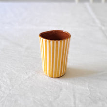 Load image into Gallery viewer, Striped ocher espresso mug

