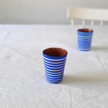 Load image into Gallery viewer, Espresso cup ringed blue
