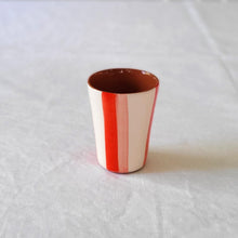 Load image into Gallery viewer, Striped espresso mug in two colors red

