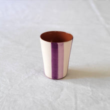 Load image into Gallery viewer, Striped two-tone purple espresso mug
