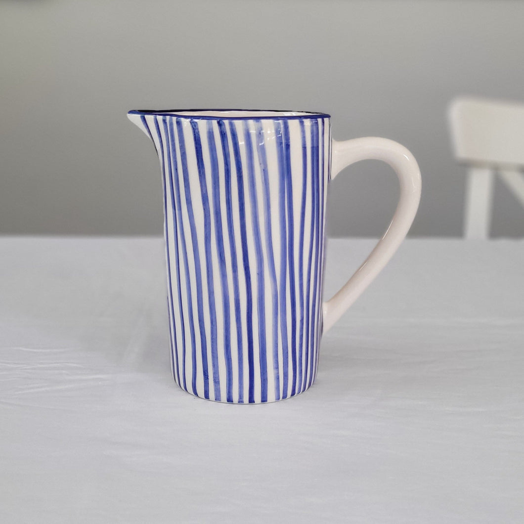 Pichet Óbidos 1,2 l rayé bleu