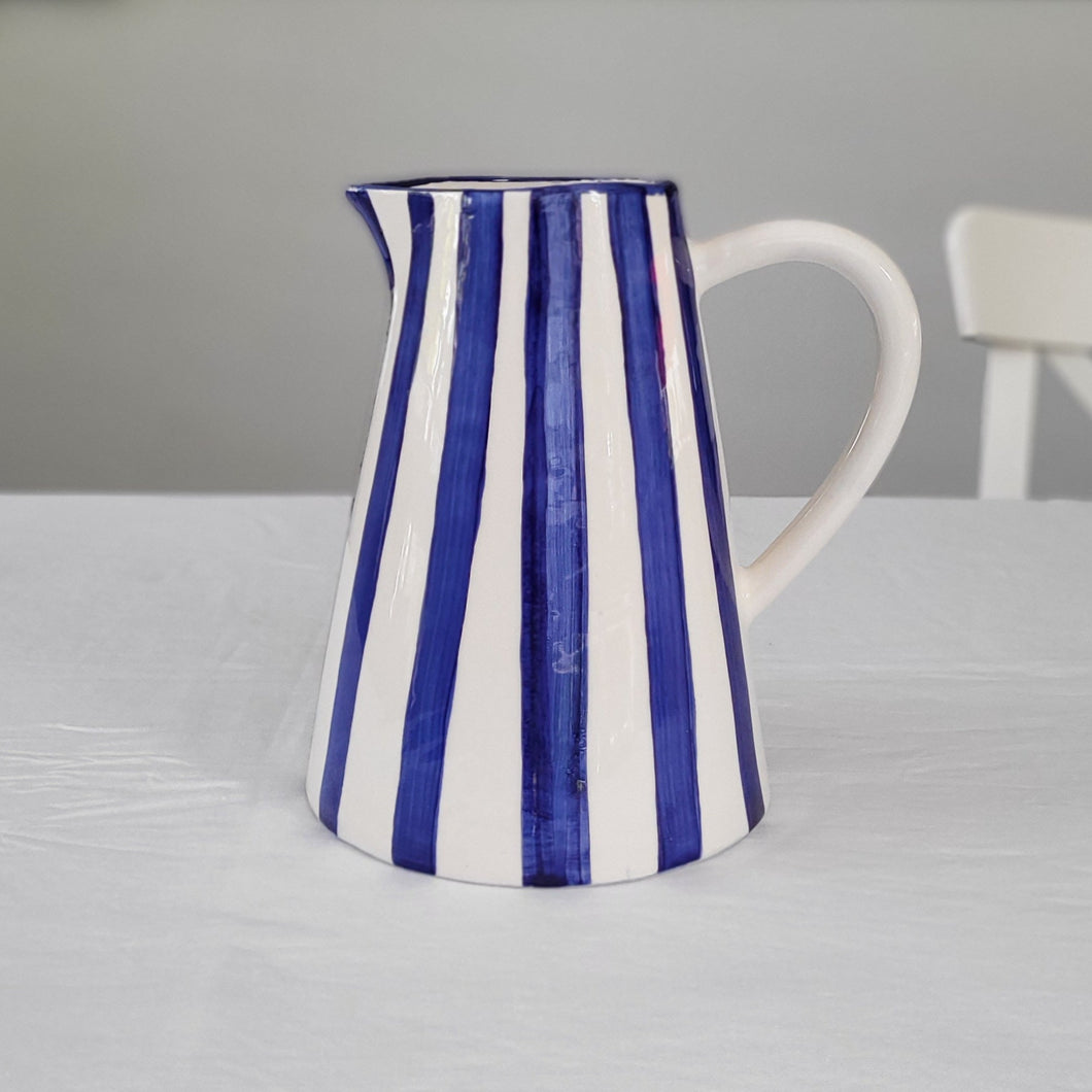 Maxi pichet Óbidos 1,5 l large rayé bleu