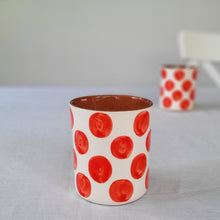 Load image into Gallery viewer, Coffee mug dots red
