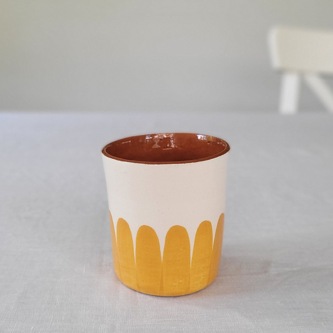 Coffee mug columns ochre