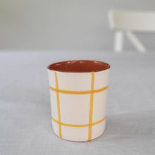 Load image into Gallery viewer, Checkered ocher coffee mug
