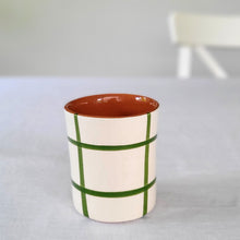 Load image into Gallery viewer, Green checkered coffee mug
