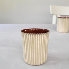 Load image into Gallery viewer, coffee mug striped sage
