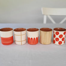 Load image into Gallery viewer, Red striped coffee mug
