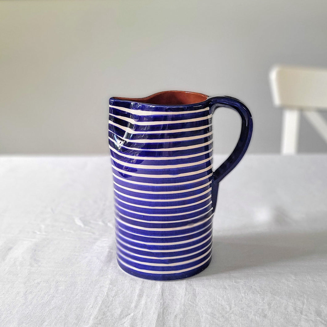 Pichet cylindre bagué bleu marine
