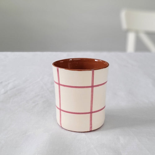 Kaffeebecher kariert rosa