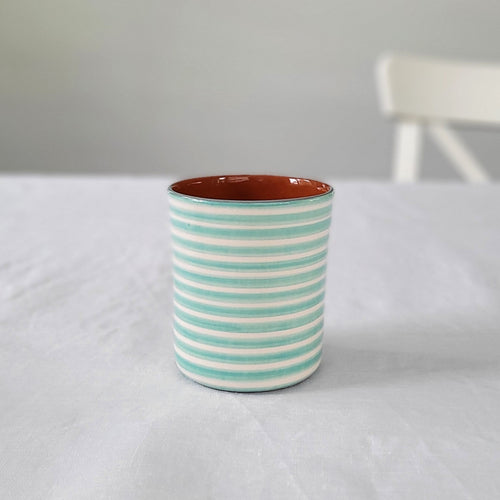 Kaffeebecher geringelt mint