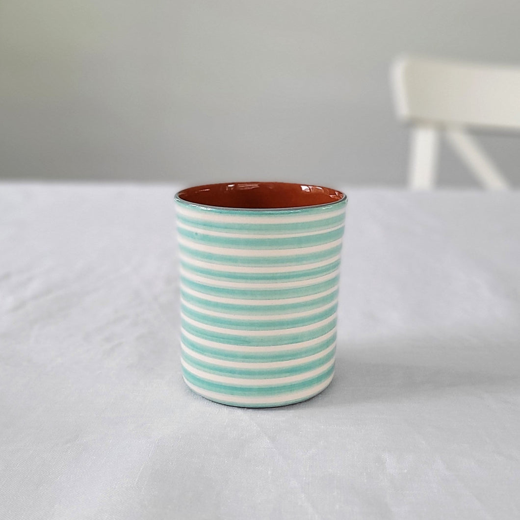 Kaffeebecher geringelt mint
