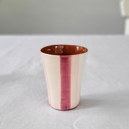 Espressobecher gestreift zweifarbig rosa