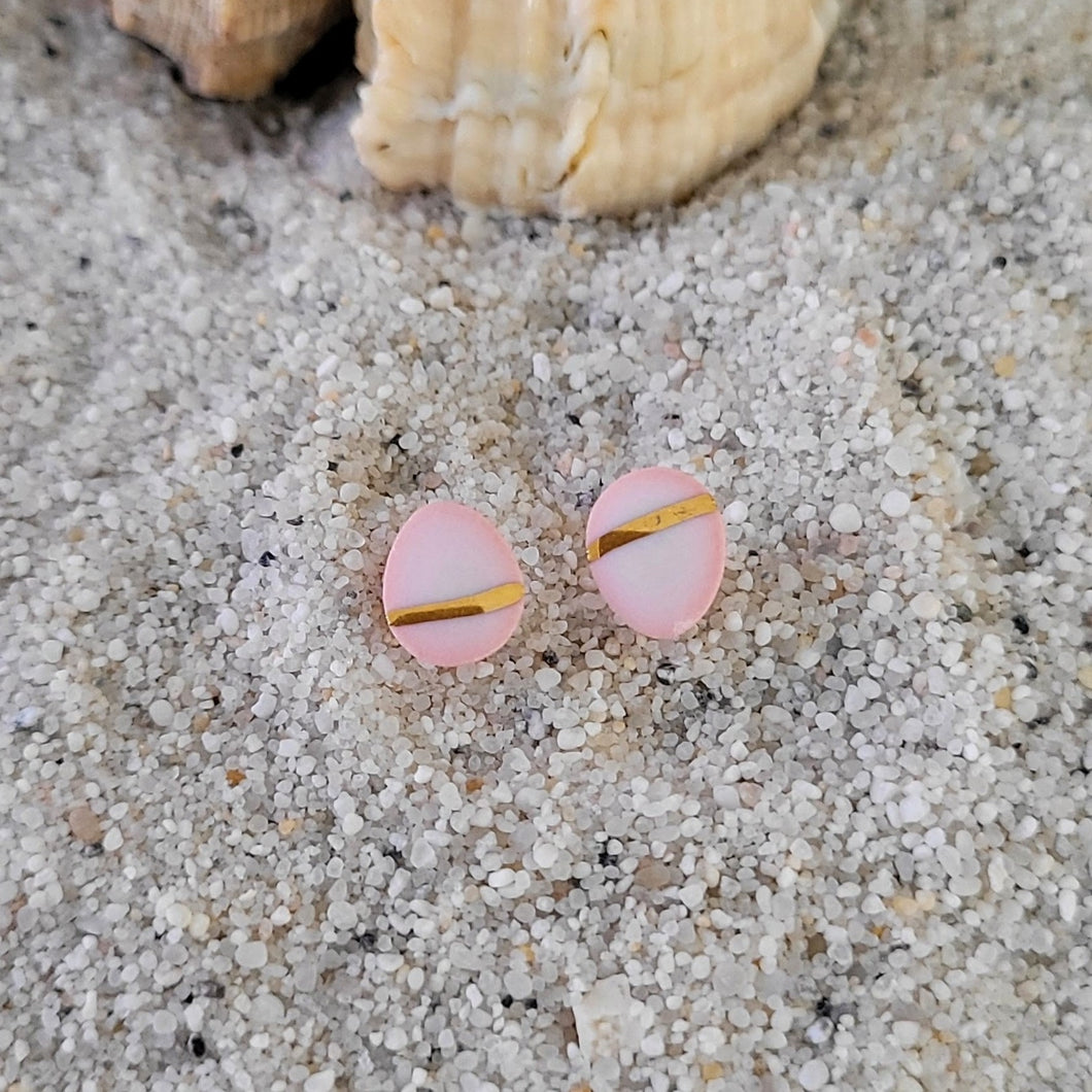 Keramik-Ohrringe mini oval blush gold