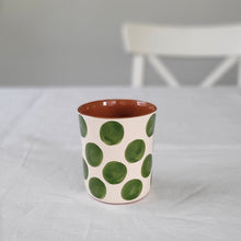 Load image into Gallery viewer, Coffee mug dots green
