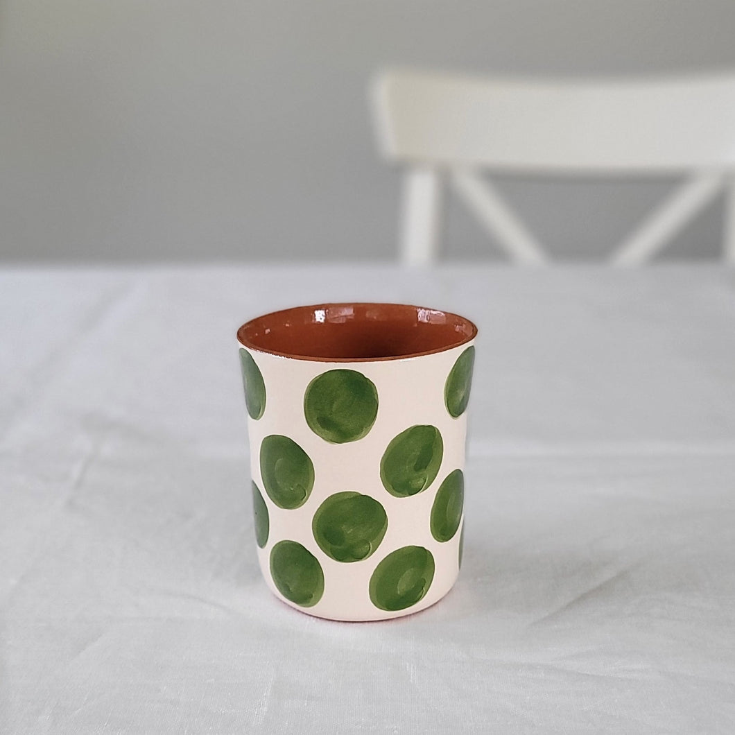 Coffee mug dots green