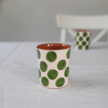 Load image into Gallery viewer, Coffee mug dots green
