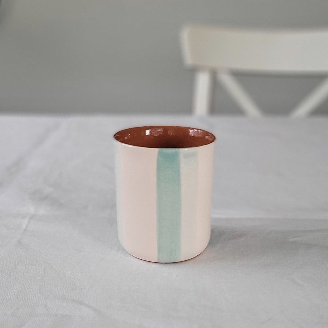 Kaffeebecher zweifarbig gestreift mint