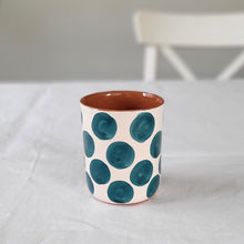 Load image into Gallery viewer, Coffee mug dots petrol
