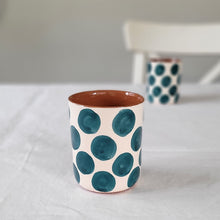 Load image into Gallery viewer, Coffee mug dots petrol
