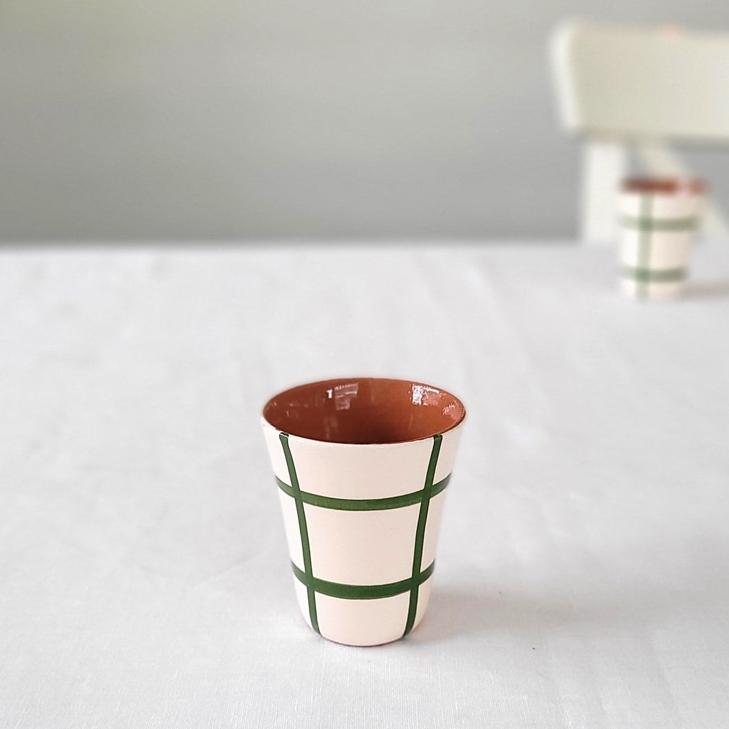 Green checkered espresso mug