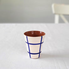 Load image into Gallery viewer, Espresso cup checked navy blue
