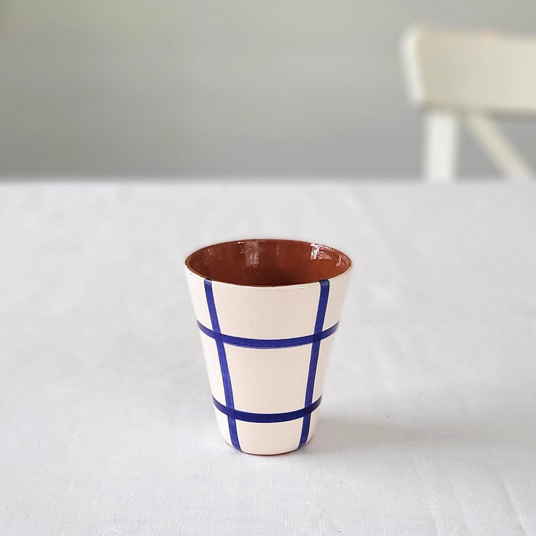 Espresso cup checked navy blue