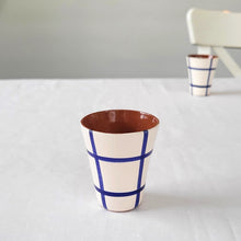 Load image into Gallery viewer, Espresso cup checked navy blue
