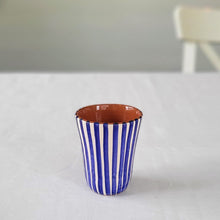 Load image into Gallery viewer, Striped espresso mug in navy blue
