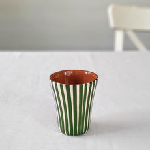 Load image into Gallery viewer, Green striped espresso mug
