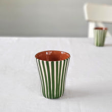 Load image into Gallery viewer, Green striped espresso mug
