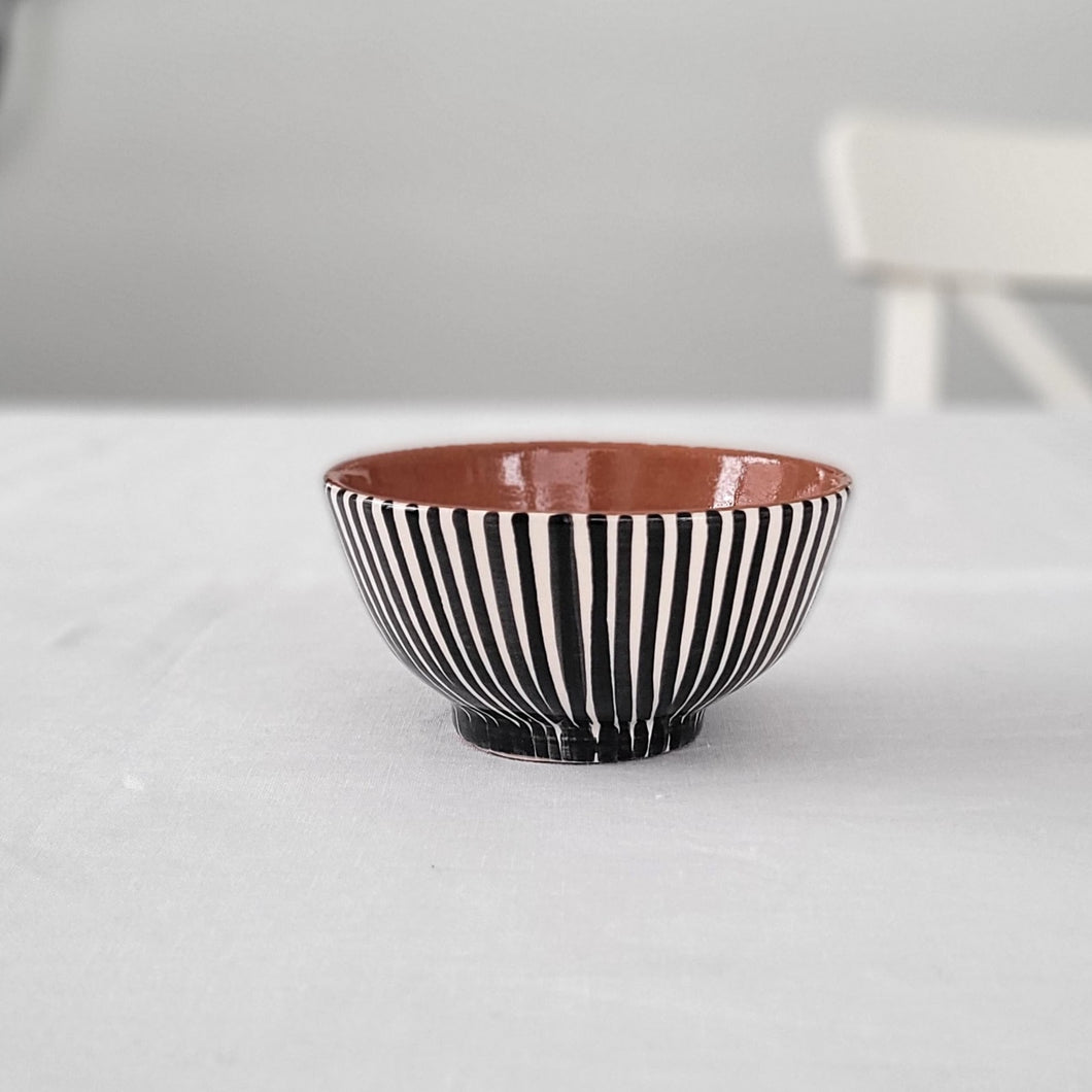 Black striped tapas bowl