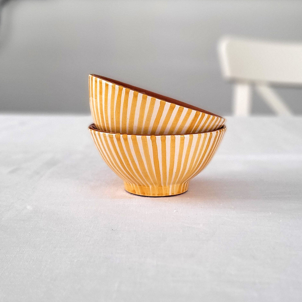 Tapasbowl gestreift ocker