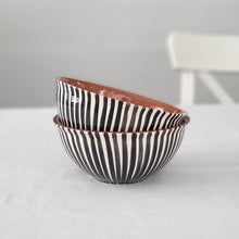 Load image into Gallery viewer, Black striped cereal bowl
