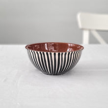 Load image into Gallery viewer, Black striped cereal bowl
