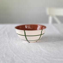 Load image into Gallery viewer, Cereal bowl checked green
